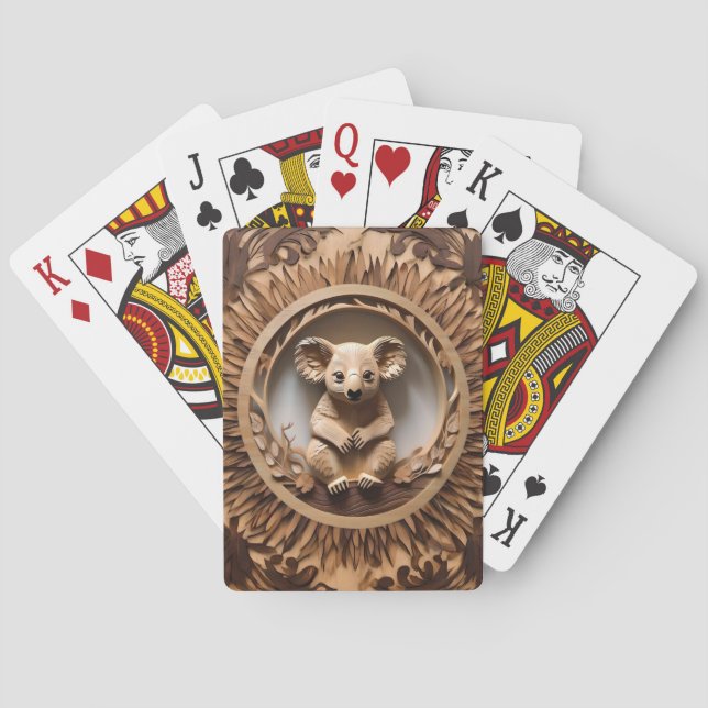 Australian Koala Bear Wood Carving Casinokort (Baksidan)