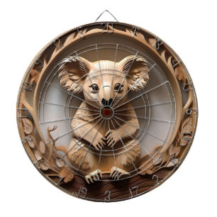 Australian Koala Bear Wood Carving Darttavla