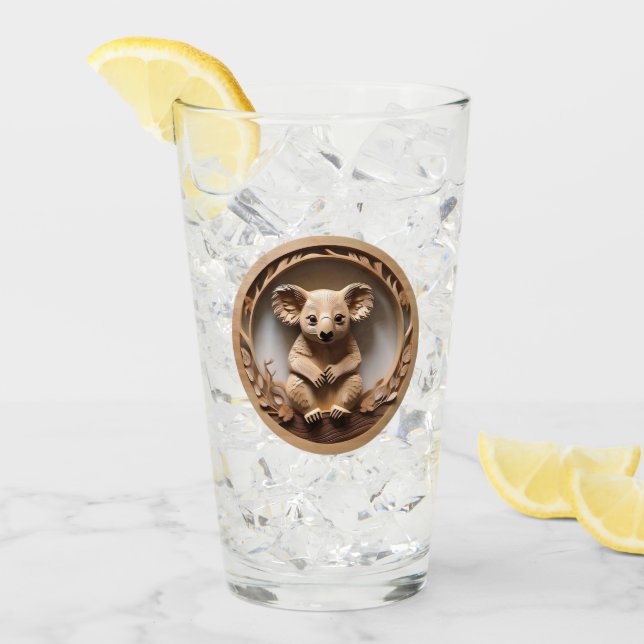Australian Koala Bear Wood Carving Glaskopp (Framsida Ice)