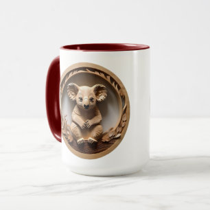 Australian Koala Bear Wood Carving Mugg