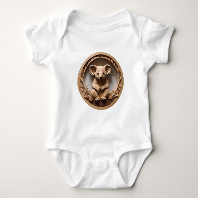 Australian Koala Bear Wood Carving T Shirt (Framsida)