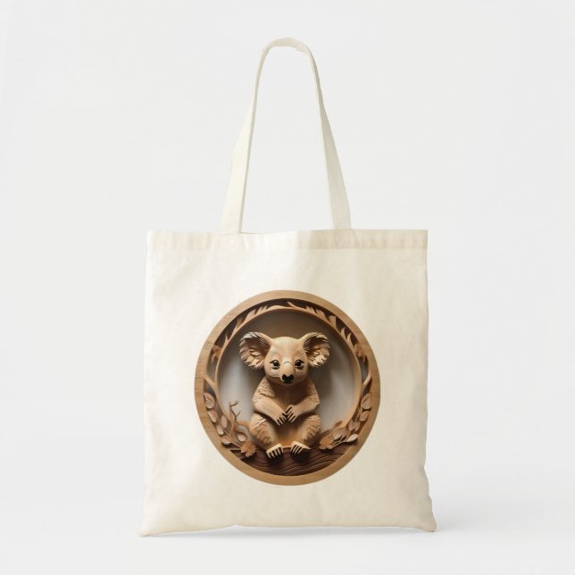Australian Koala Bear Wood Carving Tygkasse (Framsidan)