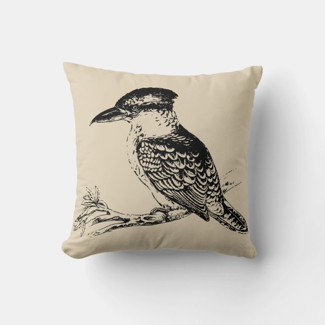 Australian Kookaburra Beige Cushion Kudde (Framsida)