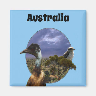 Australian Kookaburra och Emu, Fridge Magnet