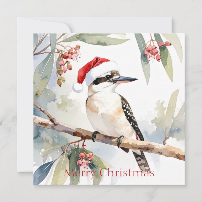Australian Kookaburra Santa God jul Julkort (Framsida)