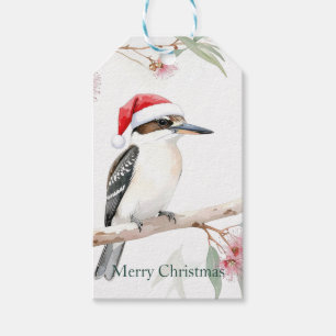 Australian Kookaburra Santa God jul Presentetikett