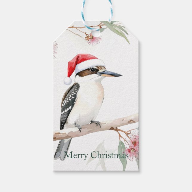 Australian Kookaburra Santa God jul Presentetikett (Framsidan)