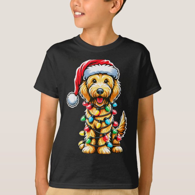 Australian Labradoodle Christmas Tree Xmas Santa L T Shirt (Framsida)