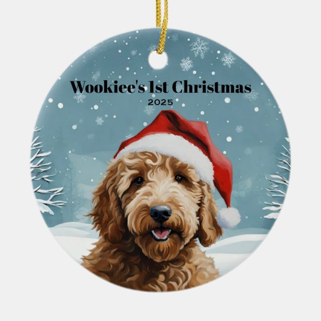 Australian Labradoodle Holiday Julgransprydnad Keramik (Framsidan)