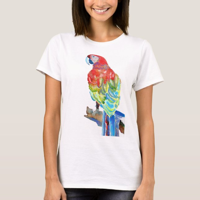 Australian Macaw Parrot Watercolor art T Shirt (Framsida)