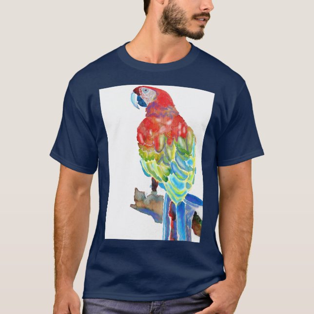 Australian Macaw Parrot Watercolor art T Shirt (Framsida)