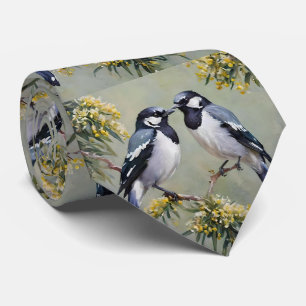 Australian Magpies in Wattle Träd Oil Paint Slips