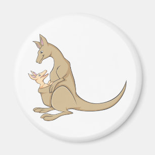 Australian Mamma Kangaroo och Baby Joey Magnet