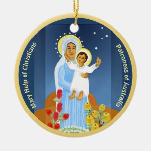 Australian Mary och Jesus Julgransprydnad Keramik