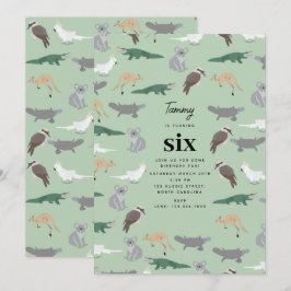 Australian Native Animals Eucalyptus Birthday Inbjudningar