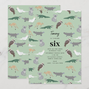 Australian Native Animals Eucalyptus Birthday Inbjudningar