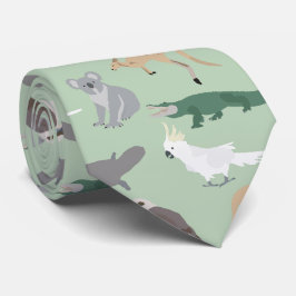 Australian Native Animals Eucalyptus Grönt Mönster Slips