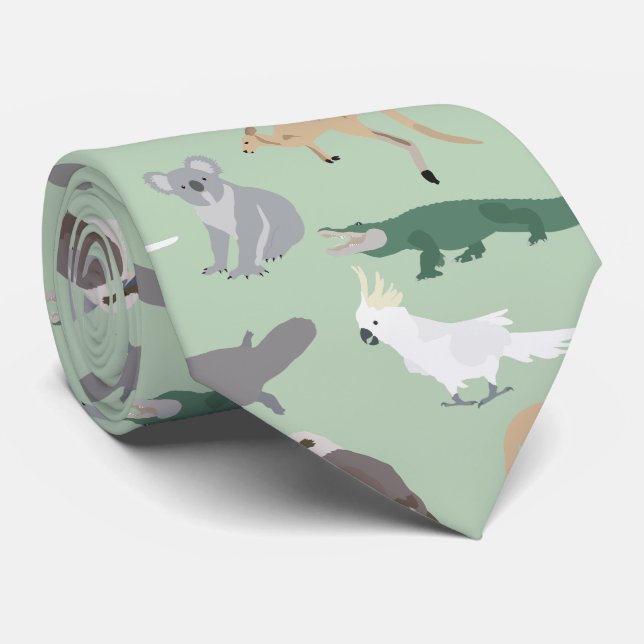 Australian Native Animals Eucalyptus Grönt Mönster Slips (Rullad)