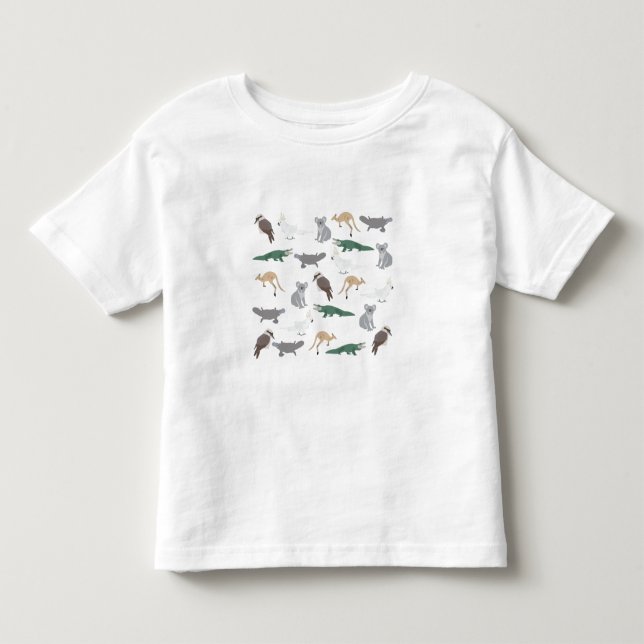 Australian Native Animals Eucalyptus Grönt Mönster T Shirt (Framsida)