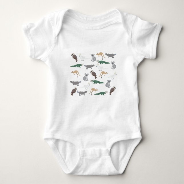 Australian Native Animals Eucalyptus Grönt Mönster T Shirt (Framsida)