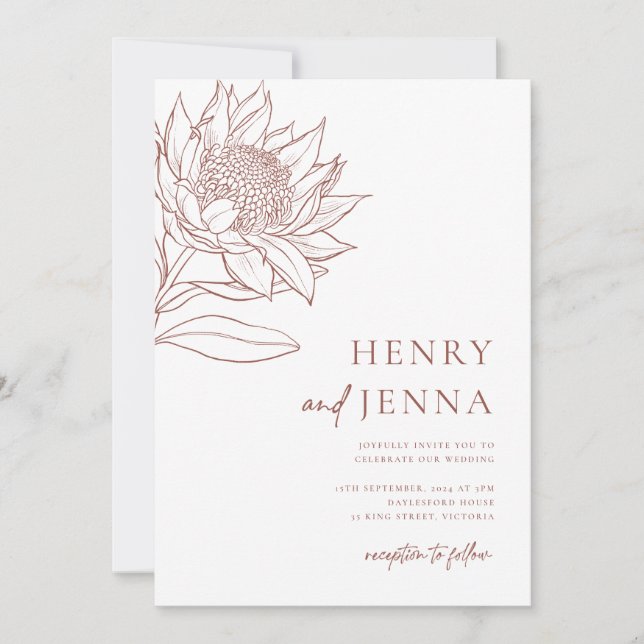 Australian Native Botanicals Waratah Protea Inbjudningar (Framsida)