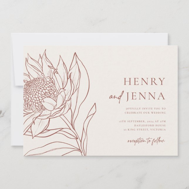 Australian Native Botanicals Waratah Protea Inbjudningar (Framsida)