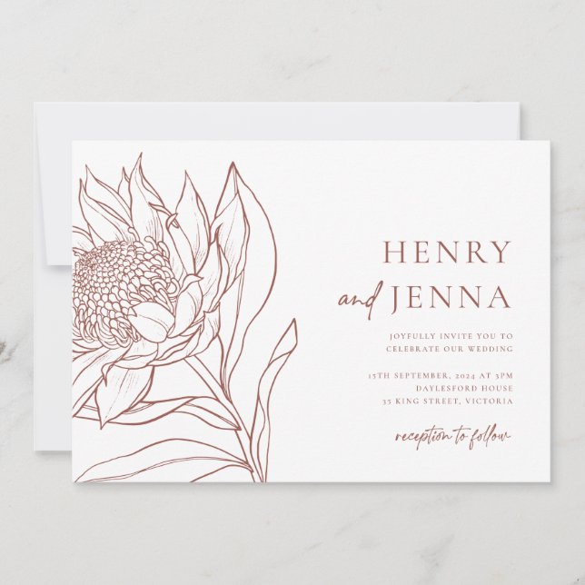 Australian Native Botanicals Waratah Protea Inbjudningar (Framsida)