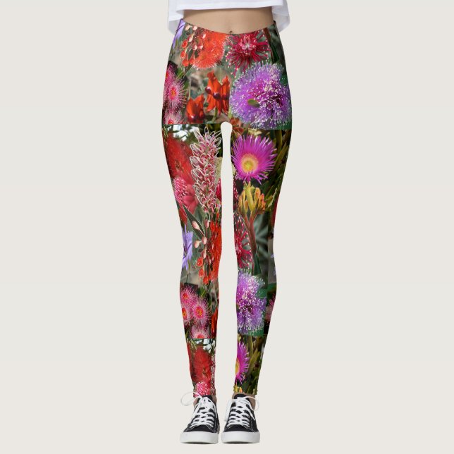 Australian Native Vild Flowers Leggings (Framsida)