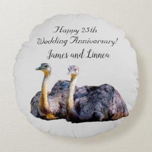 Australian Ostrich Funny Tecknad illustration Rund Kudde