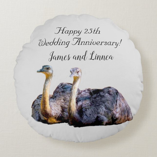 Australian Ostrich Funny Tecknad illustration Rund Kudde (Framsidan)