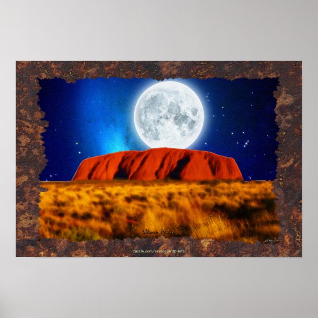 Australian Outback Ayers Sten "Uluru Måne" Art Poster (Framsidan)
