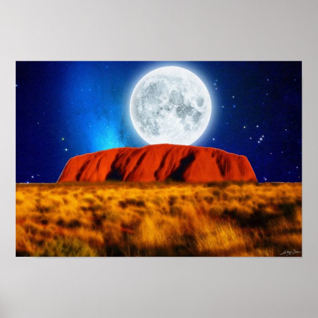 Australian Outback Ayers Sten "Uluru Måne" Art Poster (Framsidan)