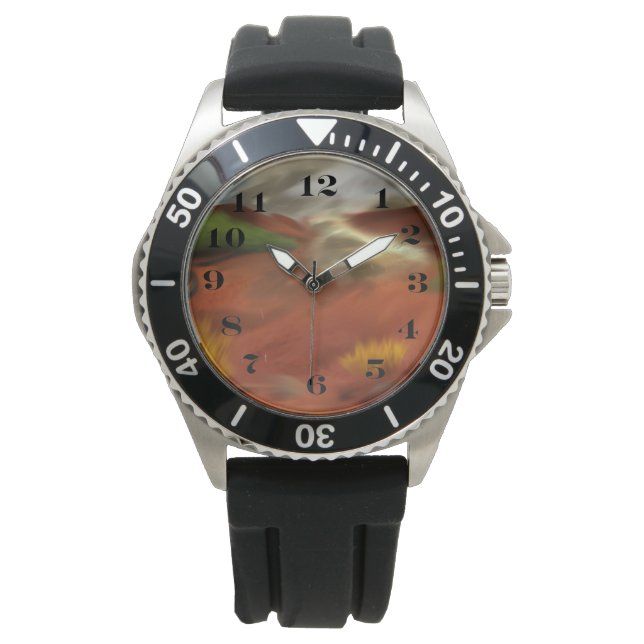 Australian Outback Dawn Abstrakt Art Armbandsur (Framsida)
