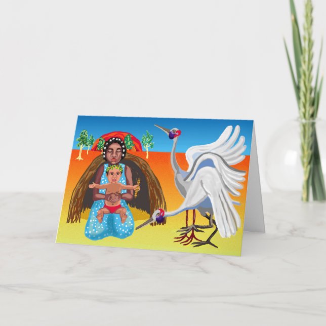 Australian outback Madonna och barn Helgkort (Framsida)