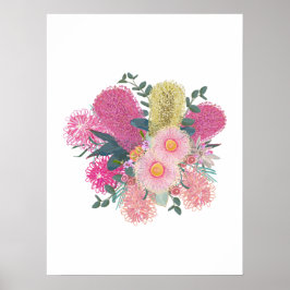 Australian Outback Rosa and Gult Blooms Poster