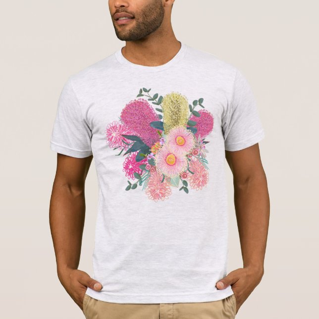 Australian Outback Rosa and Gult Blooms T Shirt (Framsida)