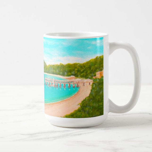 Australian Painting Blue Vatten Beach Pier Kaffemugg (Höger)
