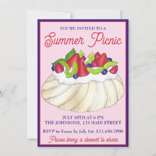 Australian Pavlova Fruit Meringue Dessert Food Inbjudningar