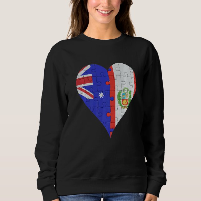 Australian Peruvian Flag Heart T Shirt (Framsida)