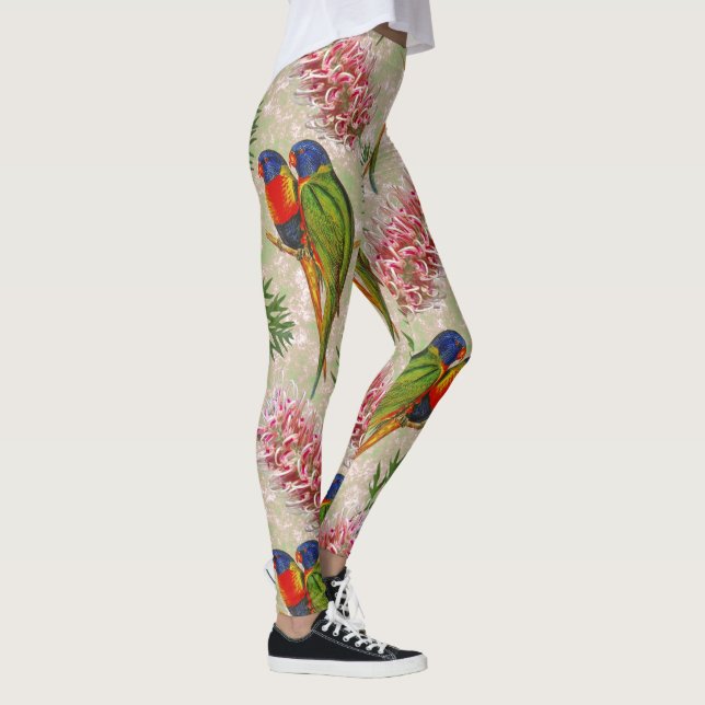 Australian Rainbow Lorikeet Mönster Leggings (Höger)