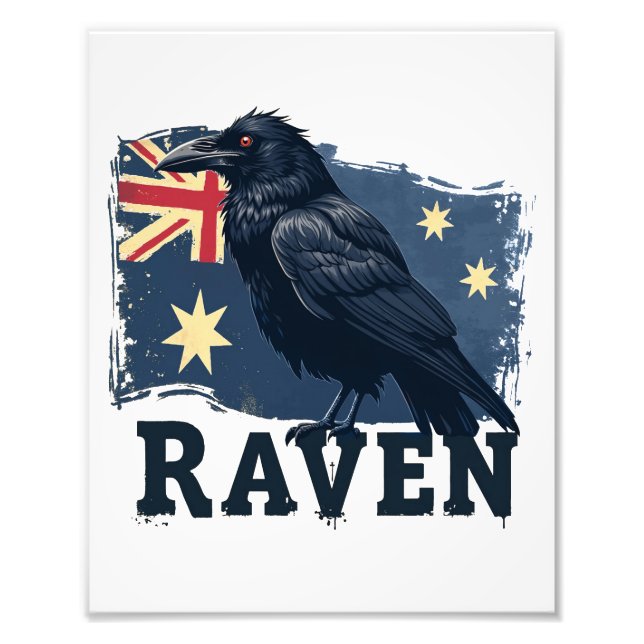 Australian Raven Corvus Coronoides Bird Fototryck (Framsidan)
