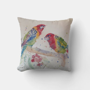 Australian Red Rosella Parrot Watercolor art Kudde