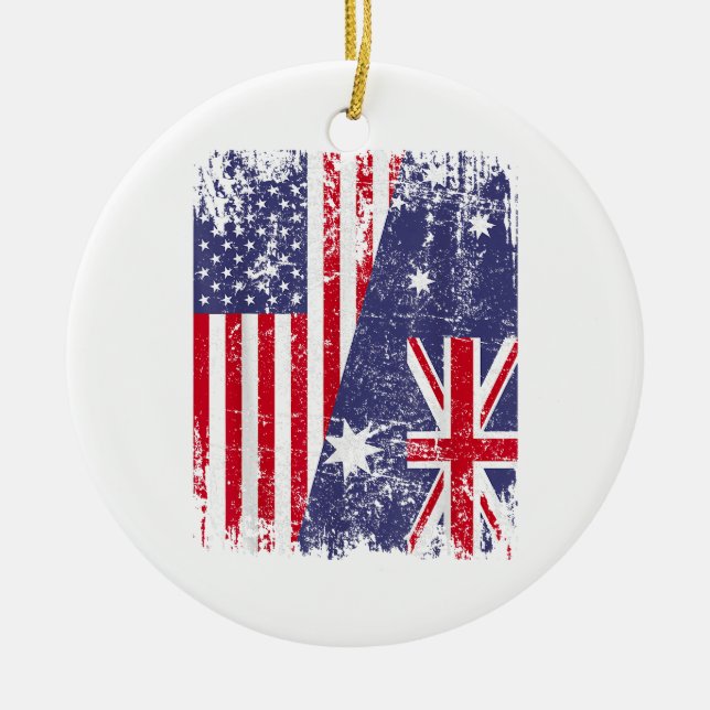 AUSTRALIAN ROOTS Halamerikanska Flagga AUSTRALIA Julgransprydnad Keramik (Framsidan)