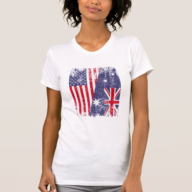 AUSTRALIAN ROOTS Halamerikanska Flagga AUSTRALIA T Shirt (Framsida)