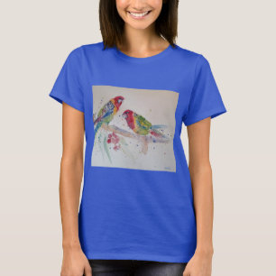 Australian Rosella Parrots Watercolor art T Shirt