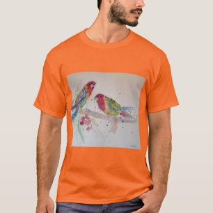 Australian Rosella Parrots Watercolor art T Shirt
