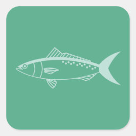 Australian Salmon Fish in Aqua on Mint Grönt Fyrkantigt Klistermärke