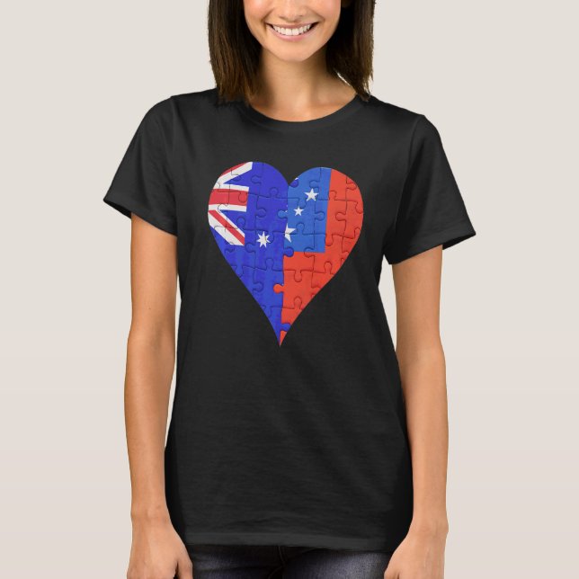 Australian Samoan Flagga Heart T Shirt (Framsida)
