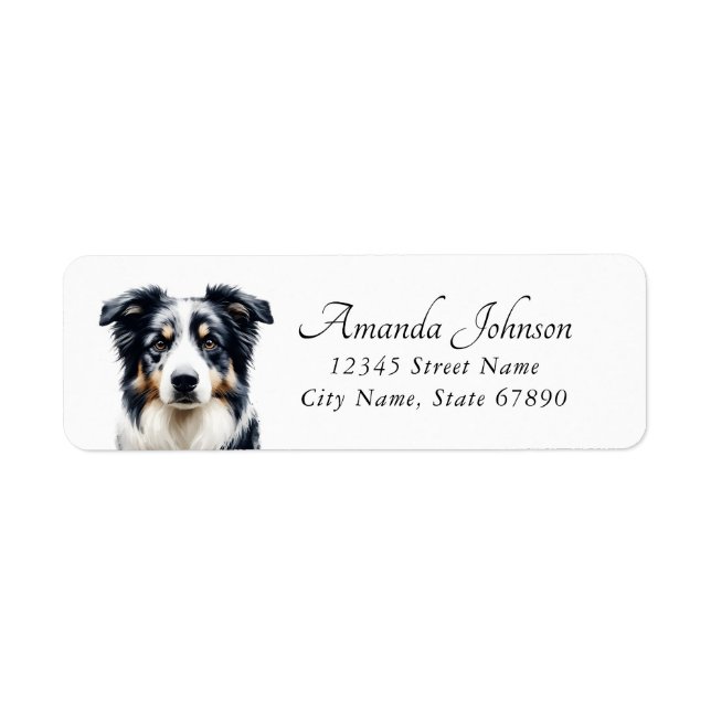 Australian Shepard Returetiketters Returadress Etikett (Framsidan)