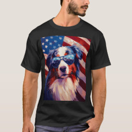 Australian shepherd 4:e juli Amerikanska flagga T Shirt